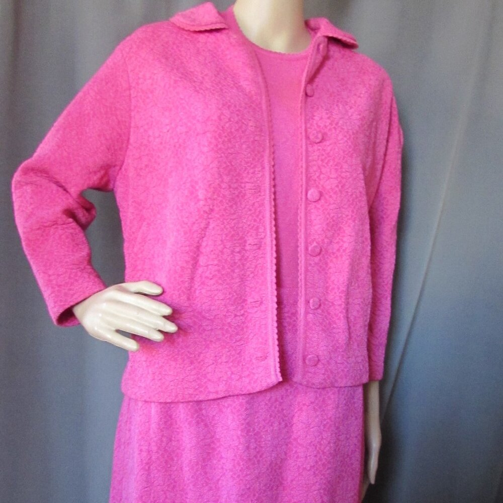 SALE Vintage Glengarry Sportswear 3 Piece Suit Set in Fuchsia Nubby Knit